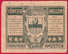 Amstetten - 50 haléřů - 1920 - hnědá