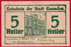 Gmunden - 5 haléřů - 1920 - zelená
