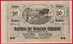 Schönbichl - 10 haléřů - 1920 - modrá