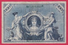 Německo - 100 mark 7.2.1908 - série E-zelená