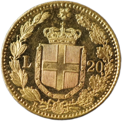 Zlatá mince - Itálie  20 Lira 1882 R Umberto I.
