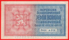 1 koruna b.l.1938/1940 A 018 - strojový přetisk