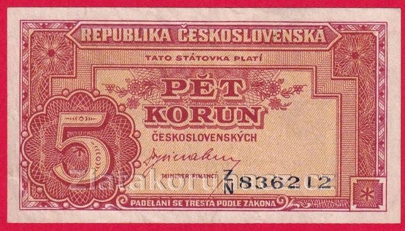 5 Kčs b.l.1945 ZN