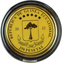 Zlatá mince Rovníková Guinea - 250 Pesetas 2022 - John Adams