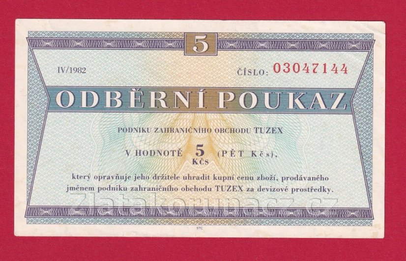 5 Tkčs - Tuzexová poukázka 1982/ IV