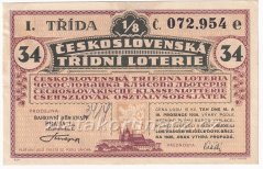 Los - 15 kč - 34. Československá třídní loterie I. - E r.1935