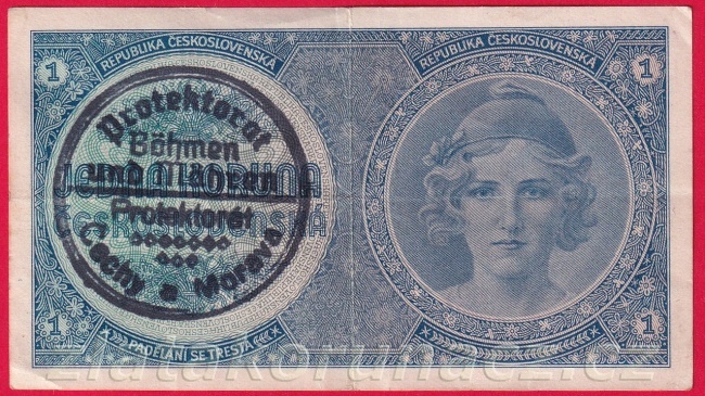 1 Koruna b.l. 1938/1940 A 005 - ruční přetisk