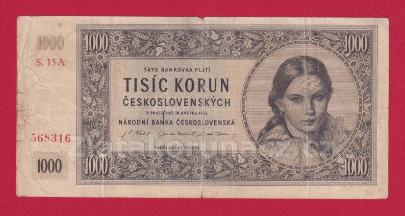1000 Kčs 1945 15 A