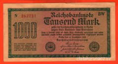 Německo - 1000 mark 15.9.1922 - série N-BW