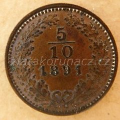 5/10 krejcaru F.J.I.-1891