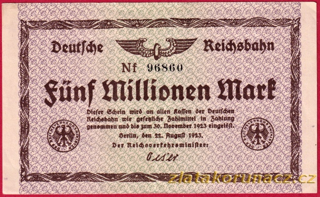 Berlín - 5 miliónů marek - 1923