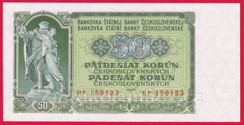 50 Kčs 1953 HP -český číslovač