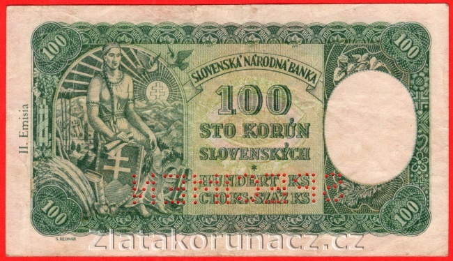 100 Ks 1940 + kolek, II. vydání H7 perf.