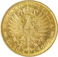 Zlatá mince - Itálie 20 Lira 1905