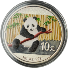 Čína - 10 yuan 2014 Panda Kolorovaná
