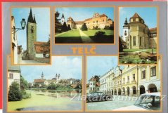 Telč - náměstí, zámek v dálce