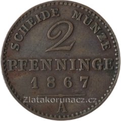 Prusko - 2 pfenninge 1867 A