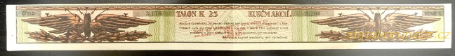 Československo - Talon k 25 ks akcií - 1941
