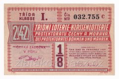 Los - 15 k - 42. Třídní loterie Protektorátu I. - C r.1939