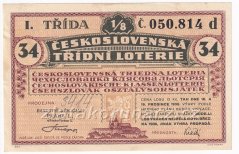 Los - 15 kč - 34. Československá třídní loterie I. - D r.1935