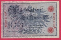 Německo - 100 mark 7.2.1908 - série E-červená