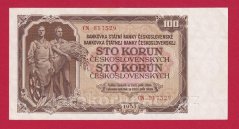 100 Kčs 1953 CN-ruský číslovač, perf.