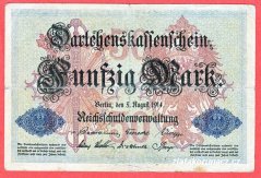 Německo - 50 mark 5.8.1914 - série R 7 m.