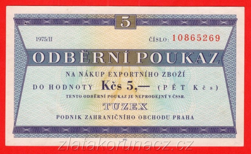 5 Tkčs - Tuzexová poukázka 1975/II