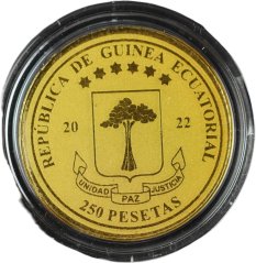 Zlatá mince Rovníková Guinea - 250 Pesetas 2022 - John F. Kennedy