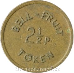 Anglie - herní žeton - 2 1/2 pence Bell-Fruit