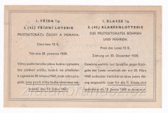 Los - 15 k - 42. Třídní loterie Protektorátu I. - C r.1939