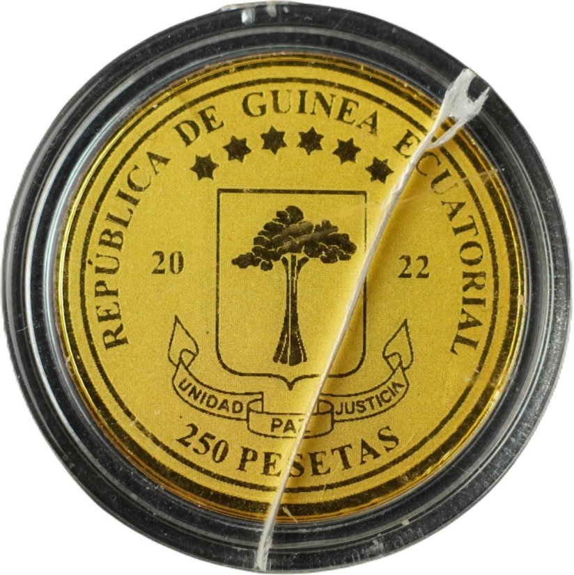 Zlatá mince Rovníková Guinea - 250 Pesetas 2022 - Barack Obama