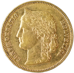Zlatá mince Švýcarska - 20 Frank 1896 B