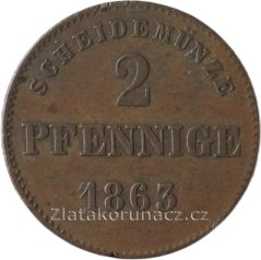 Sasko - Mainingen - 2 pfennige 1863