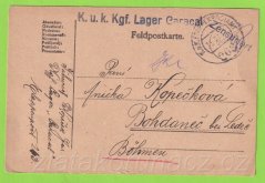 Rakousko-Uhersko - Razítko K.u.K.Kgf.Lager Caracel, zensuriert