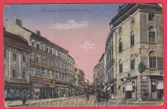 Olomouc - Brandhubrova ulice - vůz, koně, ulice
