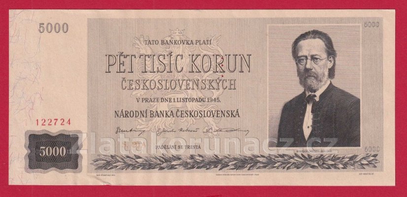 5000 Kčs 1945 20 A perf.