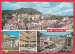 Karlovy Vary - celk. pohled, kolonáda, vřídlo, lázeňská čtvrť
