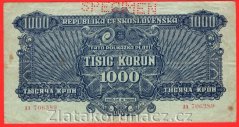 1000 korun 1944 AA, perf. nakřivo