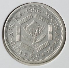 Jižní Afrika (JAR) - 6 pence 1956