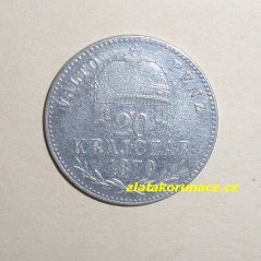 20 krejcar  1870 K.B.,VALTO PENZ