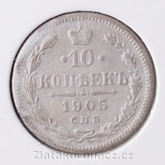 Rusko - 10 kopějka 1905 AR (АР)