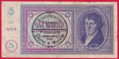 5 korun b.l.1938/1940 A 034 - strojový přetisk