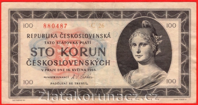 100 Kčs 1945  C 26
