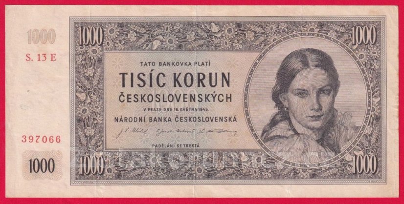 1000 Kčs 1945 13 E