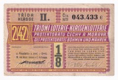 Los - 15 k - 42. Třídní loterie Protektorátu II. - E r.1940