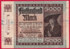 Německo - 5000 mark 2.12.1922 - série W-X