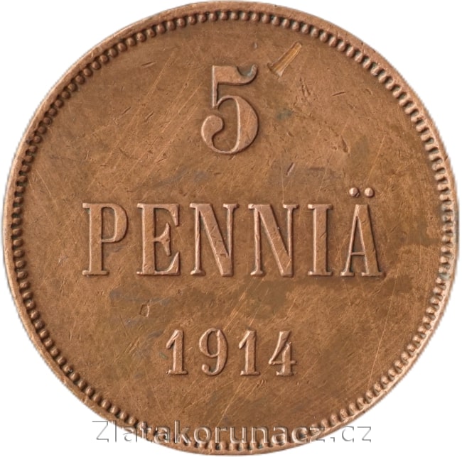 Finsko - 5 penniä 1914