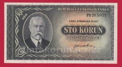 100 Kčs b.l. 1945 PS. perf.
