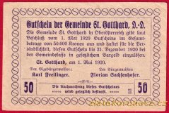 St. Gotthard - 50 haléřů - 1920
